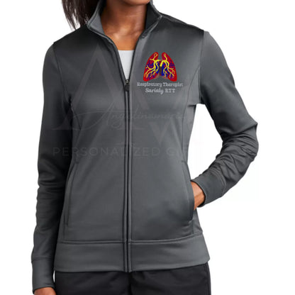 Women's | Ladies Respiratory Therapy Sport wick Fleece Jacket | RRT Softshell Jacket | RT Zip Jacket| RT Gifts | RRT Gift | Respiratory Therapist