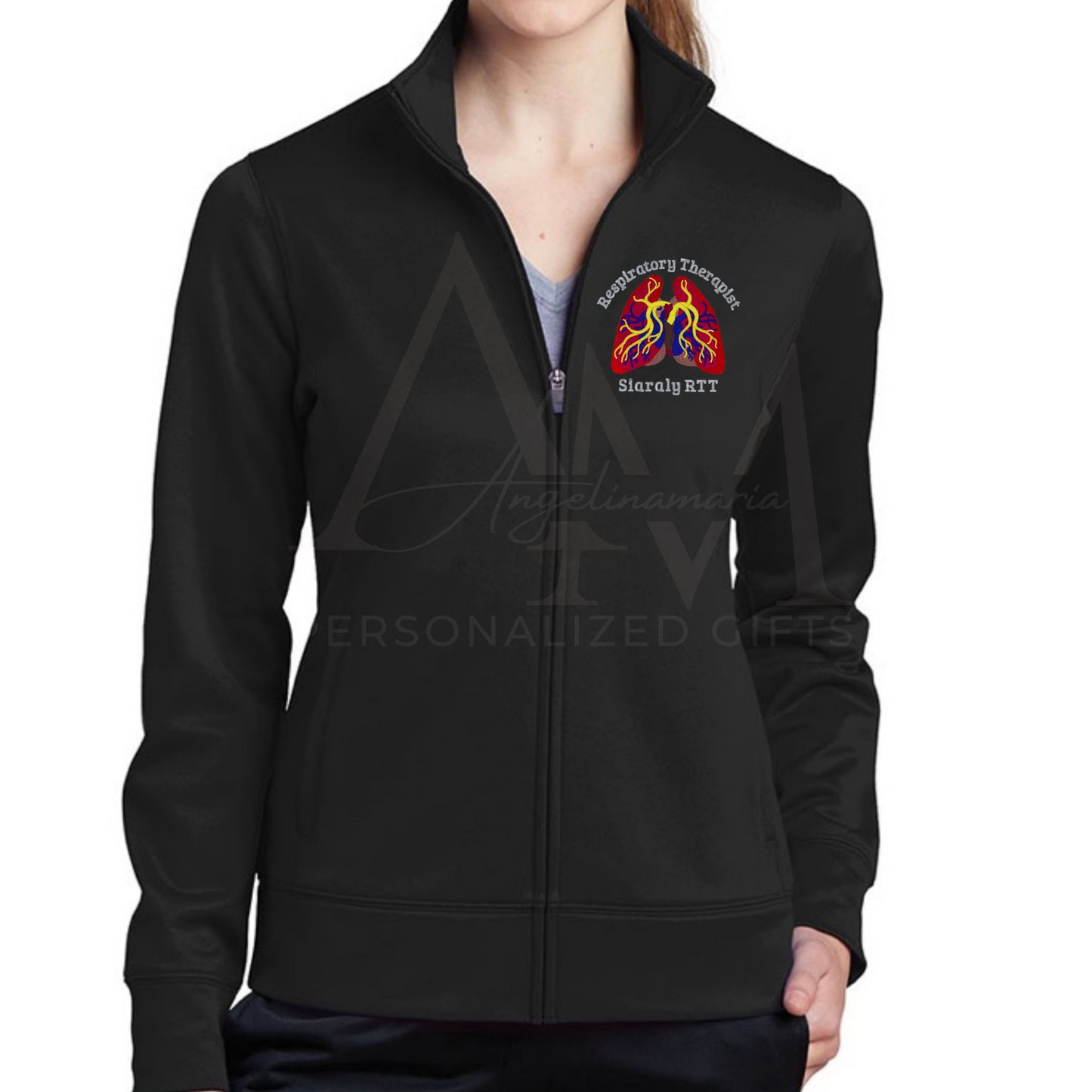 Women's | Ladies Respiratory Therapy Sport wick Fleece Jacket | RRT Softshell Jacket | RT Zip Jacket| RT Gifts | RRT Gift | Respiratory Therapist