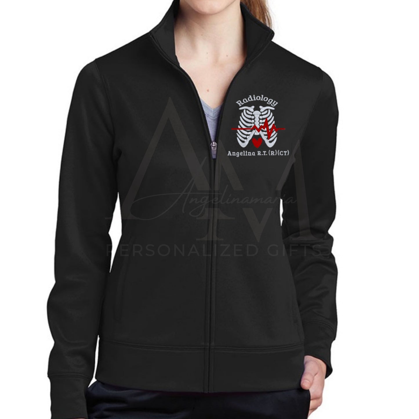 Women's | Ladies Radiology  Tech Jacket | RadTech | RT R Gifts | RT CT R | Xray TechJacket | Rib Cage Design | Personalized Medical