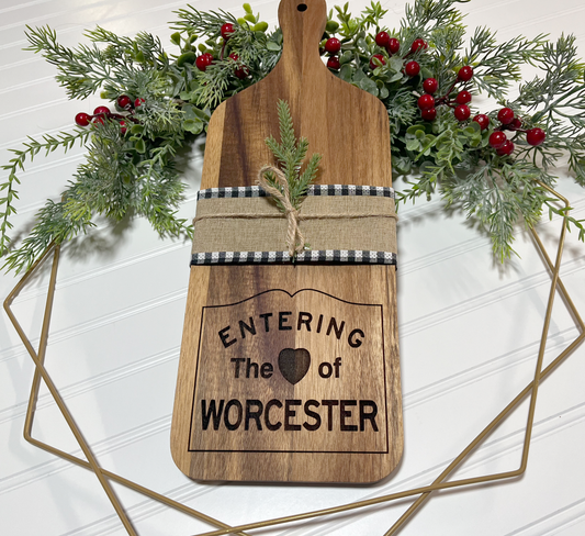 Charcuterie Board |  Worcester local Gift Idea | laser engraved | City of Massachusetts | Housewarming Gift |City Travel Gift ideas