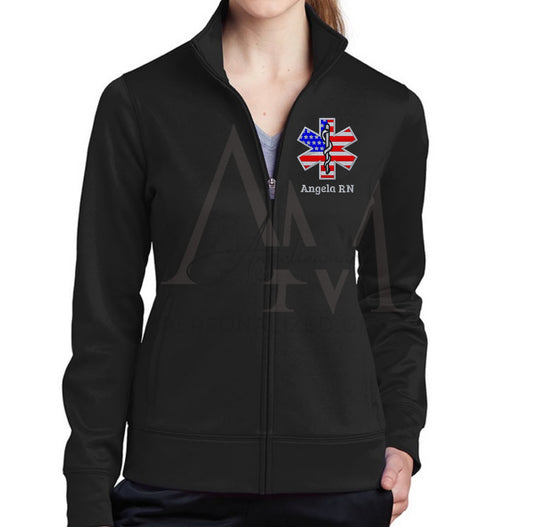 Women's | Ladies Emergency Department EMS Jacket | Nurse Jacket | US Flag design | Emergency  | Medical Gifts Ideas | EMT Jacket | Gift