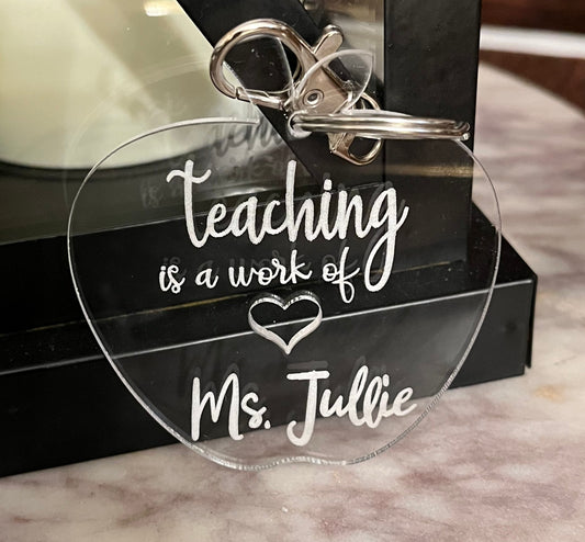 Acrylic Apple Teacher Keychain | Teachers Gift | Co Worker Gifts Ideas